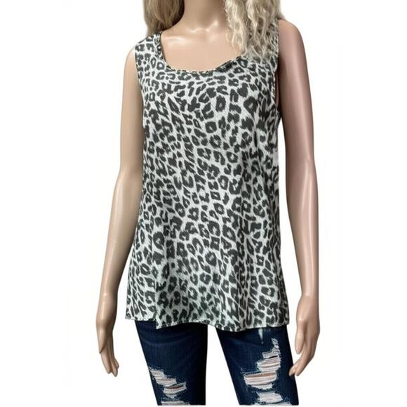 Alan Austin Tops - VTG Alan Austin 100% Silk Blouse Sleeveless Green Leopard Print Italy Made Sz 6